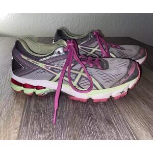 Asics GT 1000 4 Womens US Size 5.5 Gray Pink Green Running Sneaker Shoes T5A7N